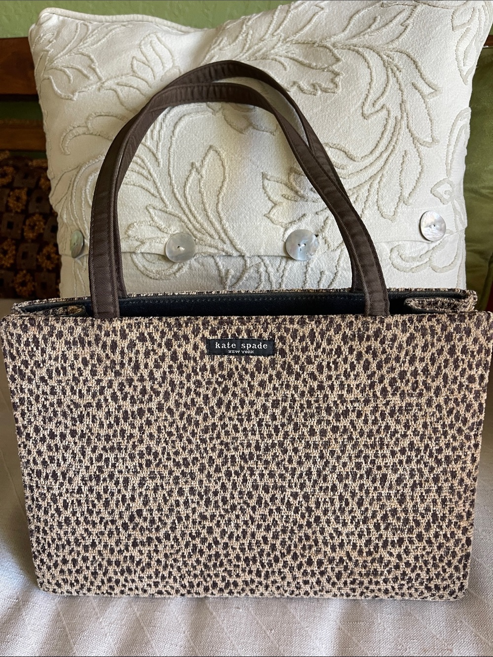 kate spade Brown Patterned Tote with Dark Brown Straps